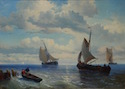 Willem Gruijter, Amsterdam 1817-1880 Marine, olie op paneel 35 x 49 cm., gesigneerd l.o.